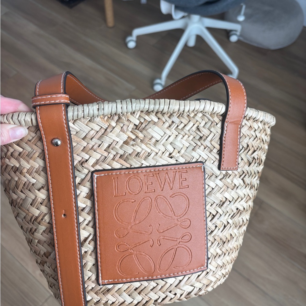 Tan Woven Basket Bag